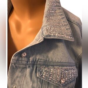 Christine Alexander  Light Blue Denim Jacket with Rhinestone Buttons and Studs